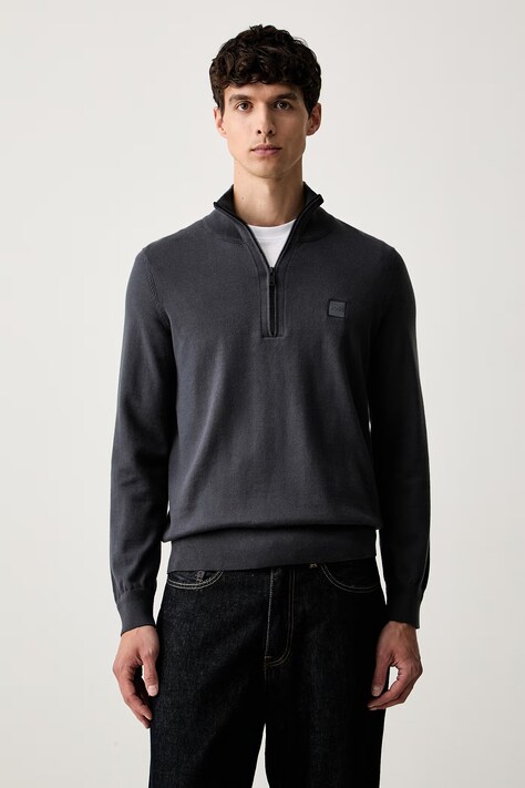 BOSS Orange sweter męski z dodatkiem kaszmiru Kanobix_S granatowy 50527585