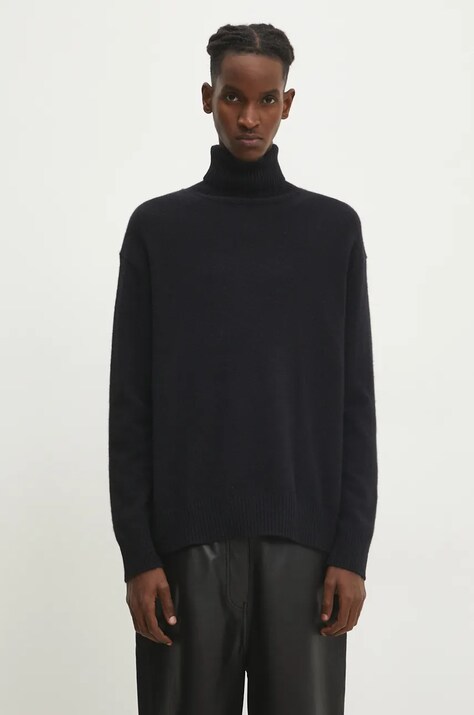 Vlněný svetr A.P.C. Pull Marc pánský, černá barva, s golfem, WYAAD-H23135