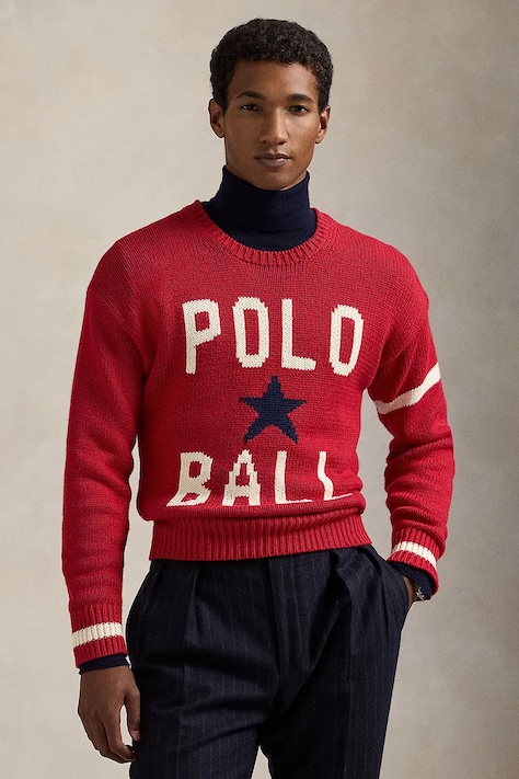 Bavlněný svetr Polo Ralph Lauren červená barva, hřejivý, 710949298