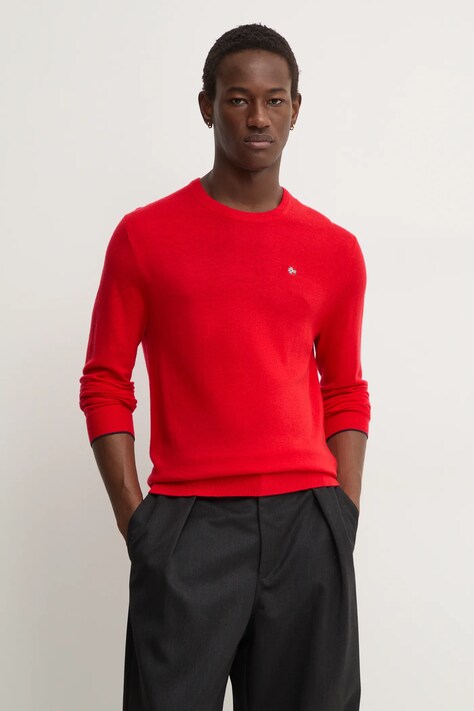 Vuneni pulover Napapijri Damavand za muškarce, boja: crvena, lagani, NP0A4GJUR061