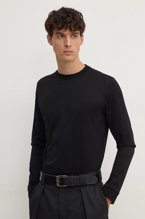 Karl Lagerfeld longsleeve din bumbac culoarea negru, cu imprimeu, 544200.755002