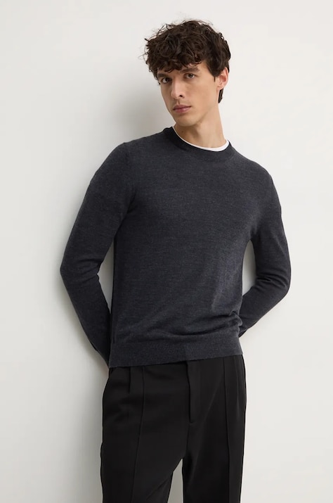 Шерстяной свитер Sisley мужской цвет серый лёгкий 11BAS100Y
