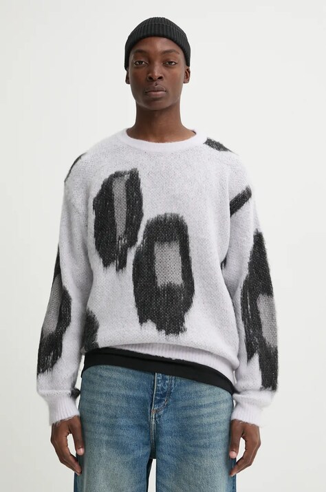 Свитер с примесью шерсти HUGO мужской цвет фиолетовый тёплый 50524530