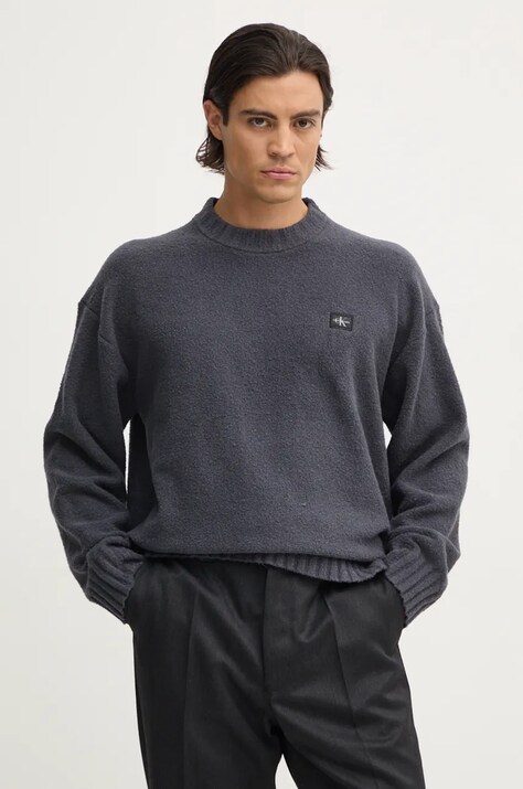 Pulover Calvin Klein Jeans za muškarce, boja: siva, J30J326202