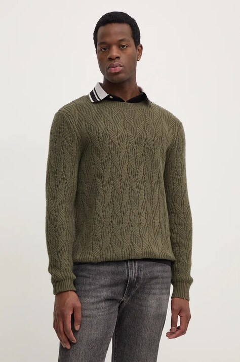 Guess pulover din amestec de lână EVANDER barbati, culoarea verde, M4BR19.Z3HD1