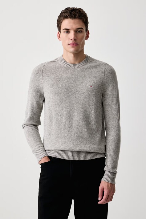 Tommy Hilfiger Pulover za muškarce od vune sivi MW0MW36535