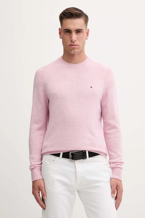 Sveter Tommy Hilfiger béžová farba, ľahké, MW0MW36535