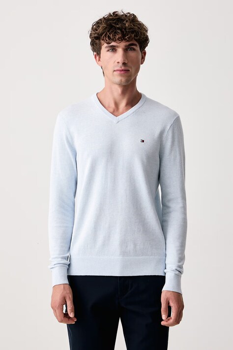 Tommy Hilfiger Sweter męski bawełniany niebieski MW0MW14745