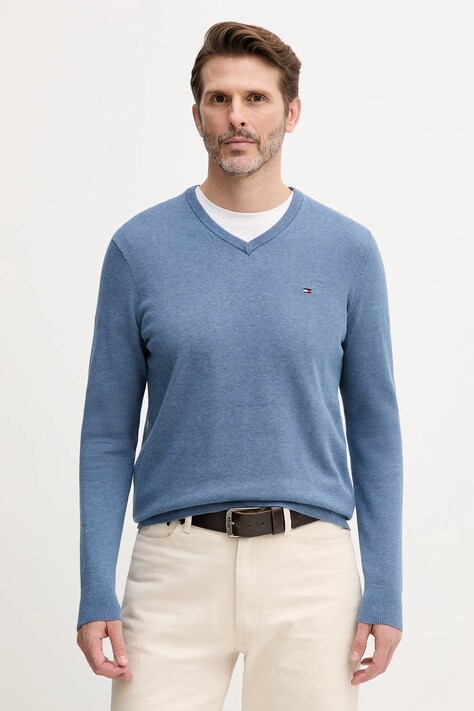 Tommy Hilfiger sweter bawełniany kolor niebieski MW0MW14745