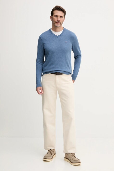 Tommy Hilfiger sweter bawełniany kolor niebieski MW0MW14745