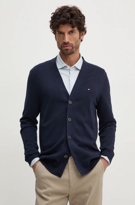 Tommy Hilfiger cardigan din bumbac culoarea albastru marin, MW0MW33111