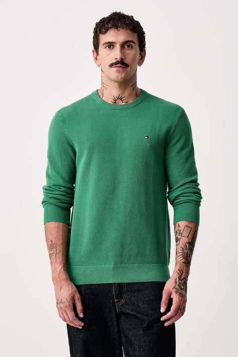 Tommy Hilfiger Sweter męski bawełniany zielony MW0MW36347