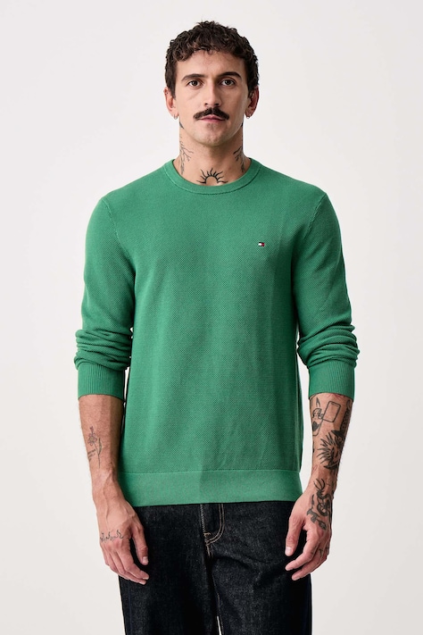 Tommy Hilfiger Sveter pánsky bavlnený zelený MW0MW36347
