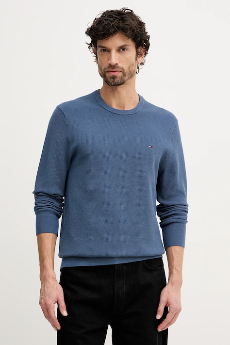 Tommy Hilfiger sweter bawełniany kolor niebieski lekki MW0MW36347