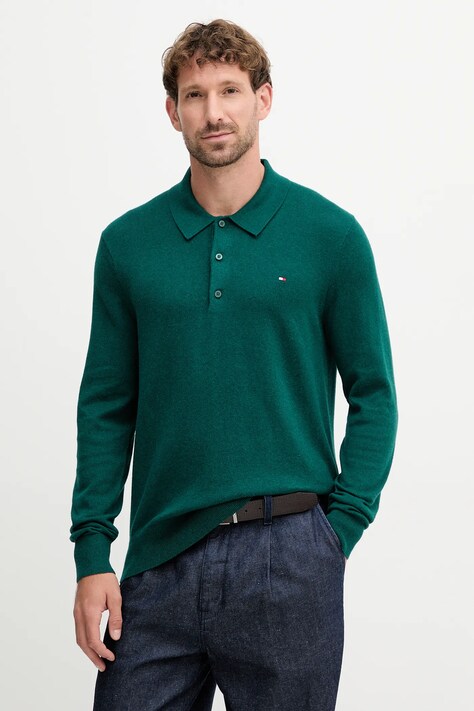 Sveter s prímesou kašmíru Tommy Hilfiger tmavomodrá farba, ľahké, MW0MW36519