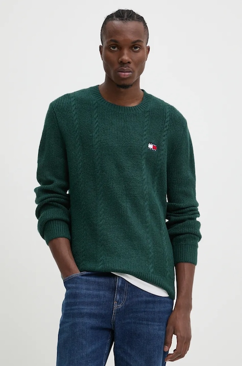 Светр Tommy Jeans чоловічий колір зелений DM0DM19440