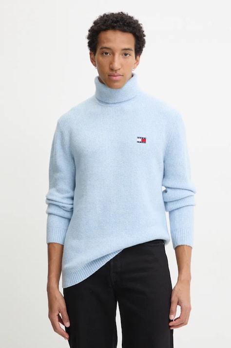 Sveter s prímesou vlny Tommy Jeans pánsky, s rolákom, DM0DM20602