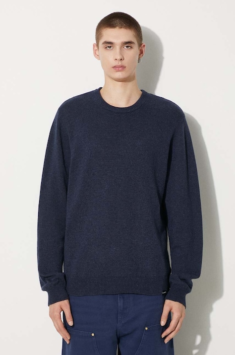 Vlněný svetr Carhartt WIP Alten Sweater pánský, tmavomodrá barva, I033917.2FHXX