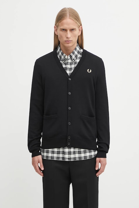 Fred Perry kardigan z wełną Classic Cardigan męski kolor czarny K9551.198