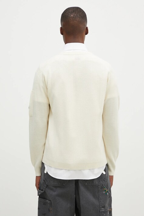 C.P. Company kardigan wełniany Knitwear Cardigan In Re-Wool kolor beżowy 17CMKN253A006595A