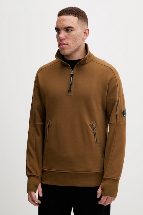 C.P. Company bluza bawełniana Diagonal Raised Fleece Half Zipped Sweatshirt męska kolor pomarańczowy gładka 17CMSS027A005086W