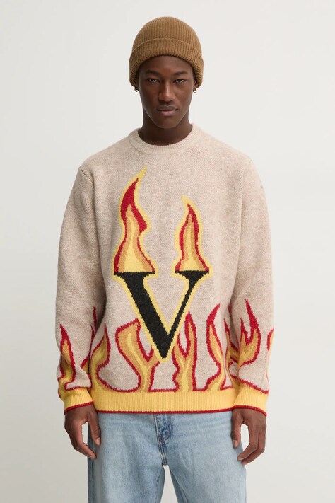 Volcom pulover x FERGUS PURCELL barbati, culoarea bej, A0732400