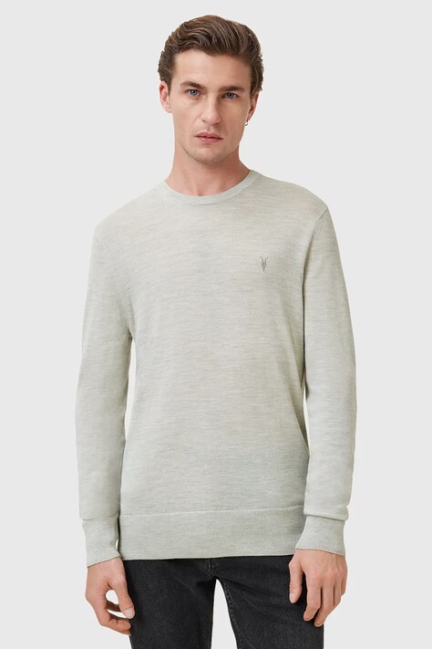 Vlněný svetr AllSaints MODE pánský, šedá barva, M002KZ