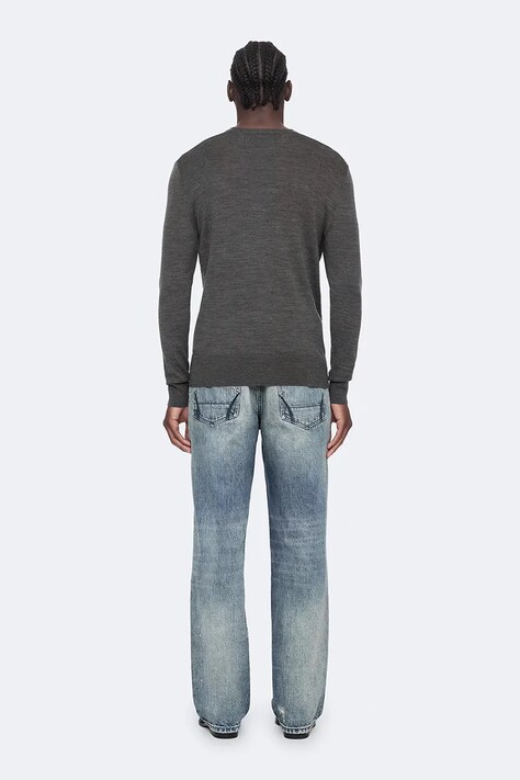 AllSaints Sweter męski z wełny merino szary M002KZ