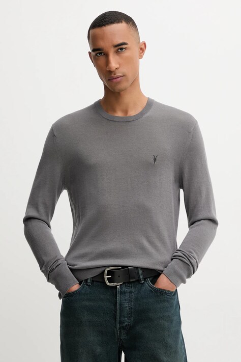 AllSaints sweter wełniany MODE męski kolor brązowy M002KZ