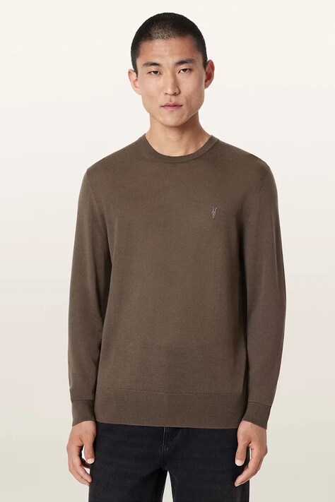 AllSaints Sweter męski z wełny merino zielony M002KZ