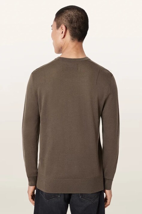 AllSaints Sweter męski z wełny merino zielony M002KZ