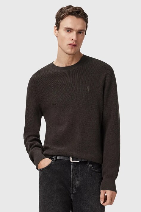 AllSaints sweter z domieszką wełny ASPEN CREW męski kolor brązowy M089KB