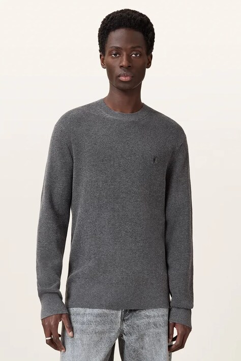 AllSaints sweter męski z dodatkiem wełny szary M089KB