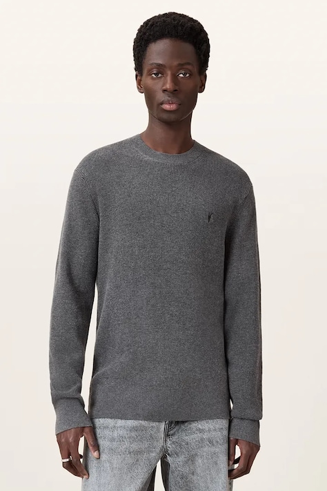 AllSaints sweter męski z dodatkiem wełny szary M089KB