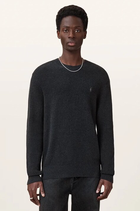 AllSaints sweter męski z dodatkiem wełny czarny M089KB