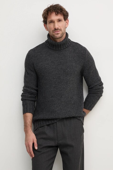 Sisley sweter z domieszką wełny męski kolor szary z golferm 1176S200T
