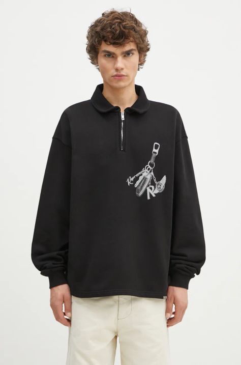 Памучен суичър Represent Keys To The Club Quater Zip Sweater в черно с принт MLM4242.001