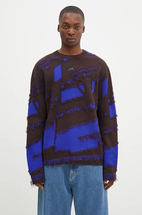 A-COLD-WALL* sweter wełniany Frontage Knit Crewneck męski kolor fioletowy ACWMK169