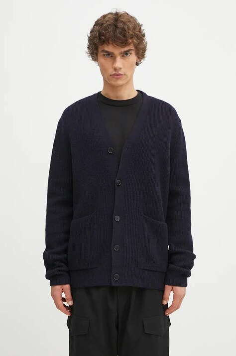 Vlněný svetr Norse Projects Loki Wool Cotton Rib tmavomodrá barva, N45.0618.7004