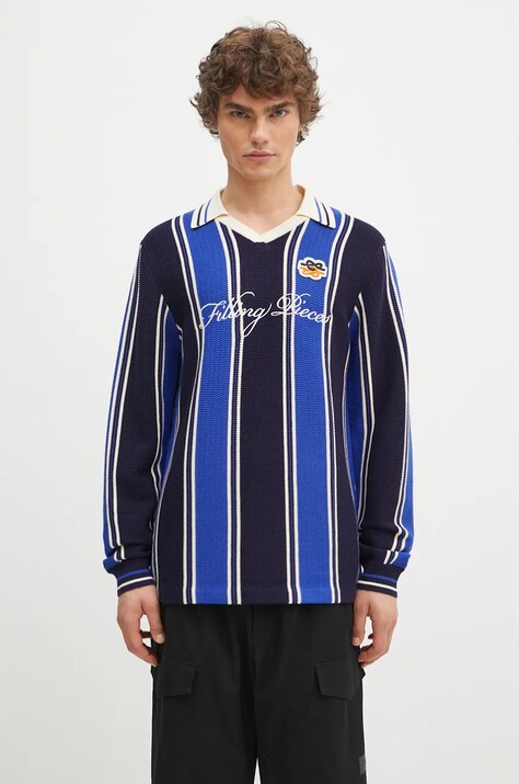 Svetr Filling Pieces Knit Football Jersey pánský, tmavomodrá barva, lehký, 91099041925