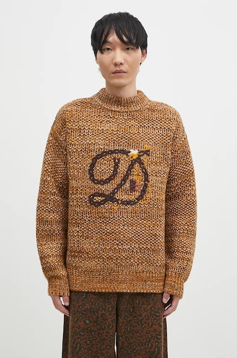 Drôle de Monsieur woolen jumper La Maille D tressE men’s brown color E-PO154-WO018-BN
