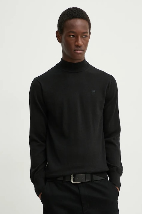 Μάλλινο πουλόβερ G-Star ανδρικό, χρώμα: μαύρο, D25175-D847