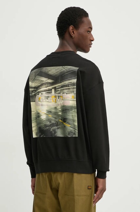 G-Star pamut melegítőfelső fekete, férfi, nyomott mintás, D25102-D257