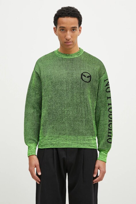 No Problemo sweter Glitch Alien-O męski kolor zielony  NP20019.02