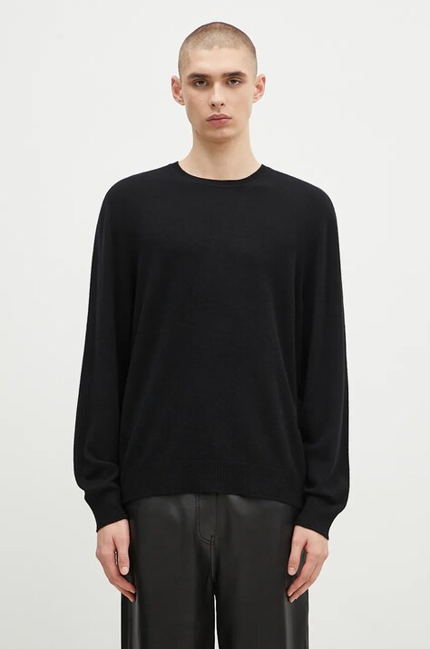 Vlněný svetr 032C Logo Cashmere Blend Sweater pánský, černá barva, lehký, F24-URK-1571-000