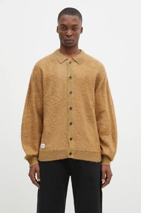 Kardigán Butter Goods Mohair Button Up Knitted Shirt pánsky, zelená farba, BG243400