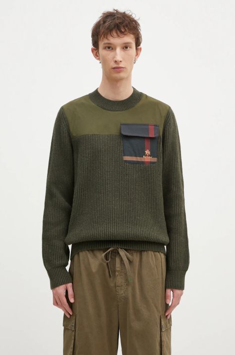 Baracuta maglione in lana Barbour x Baracut Miller Knit uomo colore verde  BRMAG0191