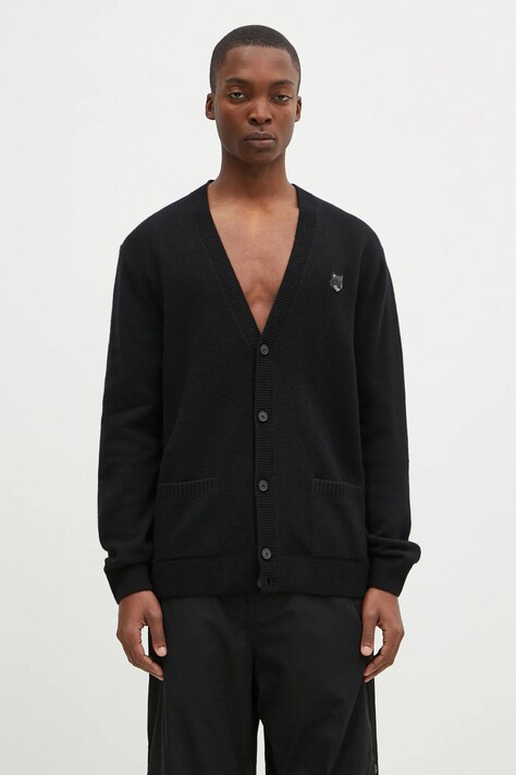 Vlněný svetr Maison Kitsuné Bold Fox Head Patch černá barva, NM00506KT1006