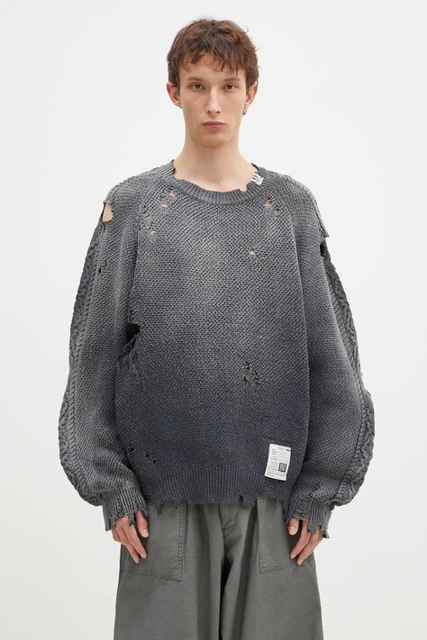 Maison MIHARA YASUHIRO cotton jumper Sun Faded Knit Pullover gray color J13SW702
