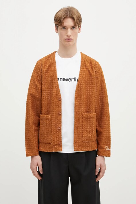 Джемпер PLEASURES Boredom Cardigan чоловічий колір коричневий P24W013